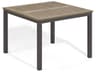 Travira Aluminum Carbon Square Tekwood Top Patio Dining Table with Umbrella Hole