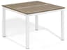 Travira Aluminum Chalk Square Teakwood Top Outdoor Dining Table with Umbrella Hole Square Outdoor Dining Table