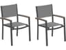 Travira Aluminum Carbon Stackable Patio Dining Arm Chair with Titanium Sling Set of 2