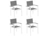 Travira Aluminum Chalk Stackable Patio Dining Arm Chair with Titanium Sling Set of 4