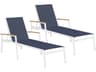 Travira Aluminum Flint Stackable Outdoor Chaise Lounge with Ink Pen Sling Set of 2