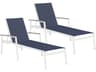 Travira Aluminum Chalk Stackable Patio Chaise Lounge with Ink Pen Sling Set of 2