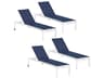 Ven Aluminum Chalk Stackable Outdoor Patio Chaise Lounge Set of 4