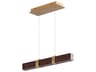 Decca 1-Light Aged Brass Walnut Brown Linear Island Pendant