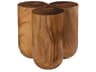 Round Wood Brown Natural End Table