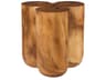 Round Wood Brown Natural End Table