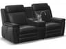 Asher Leather Upholstery Console Loveseat Power Recliner with Cupholder