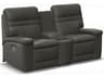 Leo Leather Upholstery Console Loveseat Power Recliner with Cupholder