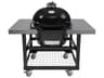 Primo Oval Large Charcoal Grill with Stainless Steel Cart and Shelves