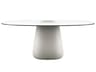 Cobble Warm White Black Stratified Recycled Plastic Oval Dining Table