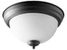 2-Light Textured Black Traditional Bowl Flush Mount