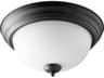 2-Light Textured Black Traditional Bowl Flush Mount