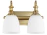 Richmond 2-Light Aged Brass Glass Vanity Light