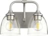 Enclave 2-Light Satin Nickel With Clear Seeded Glass Vanity Light