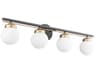 Nimbus 4-Light Textured Black Aged Brass Glass Vanity Light