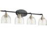 Espy 4-Light Noir With Aged Brass Black Glass Vanity Light
