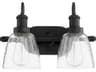2-Light Matte Black Glass Vanity Light