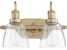 2-Light Aged Brass Glass Vanity Light