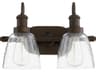 2-Light Oiled Bronze Glass Vanity Light