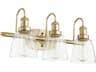 3-Light Aged Brass Glass Vanity Light