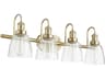 4-Light Aged Brass Glass Vanity Light
