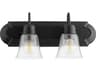 2-Light Noir With Clear Seeded Glass Vanity Light