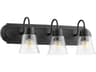 3-Light Noir With Clear Seeded Black Glass Vanity Light