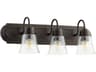 3-Light Oiled Bronze With Clear Seeded Glass Vanity Light