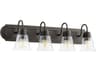 4-Light Oiled Bronze With Clear Seeded Glass Vanity Light