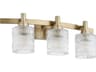 Stadium 3-Light Aged Brass Glass Vanity Light