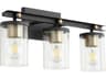 Empire 3-Light Noir With Aged Brass Black Glass Vanity Light