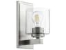 1-Light Satin Nickel With Clear Seeded Glass Wall Sconce