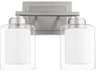2-Light Satin Nickel Glass Vanity Light