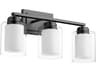 3-Light Matte Black Glass Vanity Light