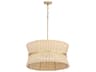 Fairview 4-Light Brushed Brass Wood Drum Pendant