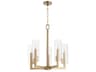 Harbin 5-Light Aged Brass Glass Candelabra Cylinder Chandelier
