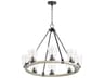 Paxton 8-Light Noir With Weathered Oak Black Glass Round Chandelier