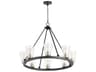 Paxton 8-Light Noir With Aged Brass Black Glass Round Chandelier