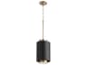 1-Light Noir Aged Brass Cylinder Mini Pendant