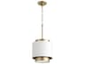 1-Light Studio White Aged Brass Cylinder Mini Pendant