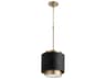 1-Light Noir Aged Brass Cylinder Mini Pendant
