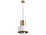 1-Light Studio White Aged Brass Cylinder Mini Pendant