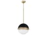 1-Light Textured Black Aged Brass Globe Pendant