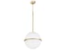 1-Light Studio White Aged Brass Globe Pendant