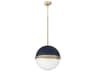 1-Light Blue Aged Brass Globe Pendant