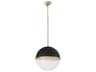 1-Light Textured Black Aged Brass Globe Pendant