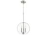 3-Light Satin Nickel Glass Candelabra Globe Chandelier