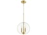 3-Light Aged Brass Glass Candelabra Globe Chandelier