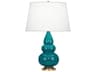 Small Triple Gourd Peacock Glazed Green Table Lamp