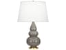 Small Triple Gourd Smoky Taupe Glazed Gray Table Lamp